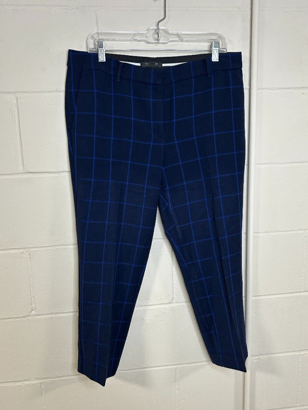 Ann Taylor Pants Womens 12 Petite Windowpane Office Career Straight Leg Business